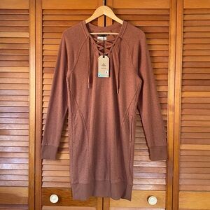 Prana Dress Women's Size Small Cozy Up Terry Lace Up Sweatshirt Pullover Pockets